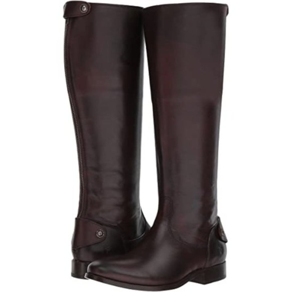 Frye Melissa Button Back Zip Leather Riding Boots